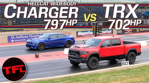 Video: Quarter Mile Blitz! Ram TRX vs Dodge Charger Hellcat