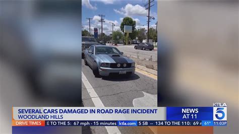 Video: Several cars damaged in Woodland Hills road-rage incident