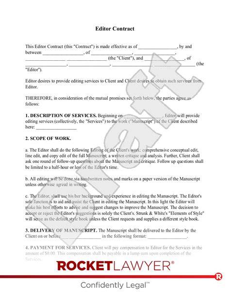 Video Editing Contract Template Free