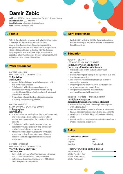 Video Editor Resume Example Kickresume