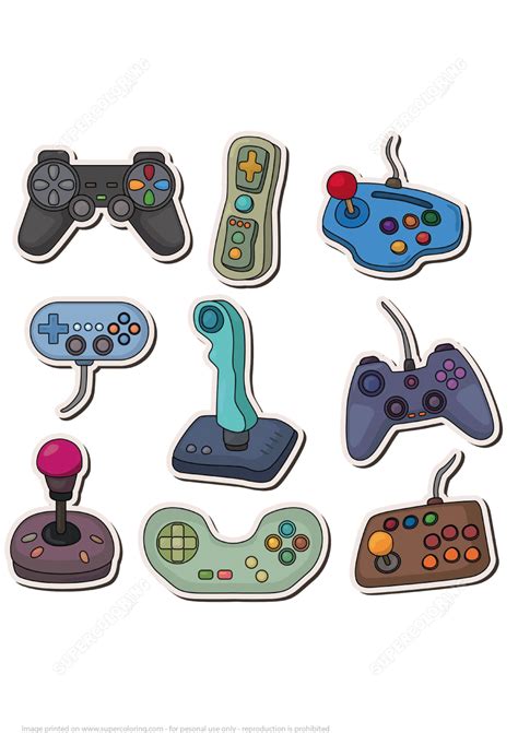Video Game Joysticks and Controllers Printable Stickers Free