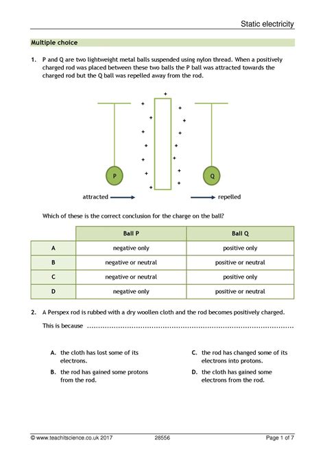 Video Questions Worksheet Static Electricity