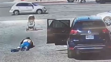 Video captures baby inside stroller nearly rolling into traffic in San Bernardino County