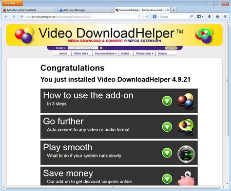 Now that Video DownloadHelper is installed, you can see a new icon in your browser's toolbar: Or it may be like this to indicate that some videos have been detected in the current tab: When you click on the icon with videos detected in the current tab (you can follow this link and click the play button if you need an …