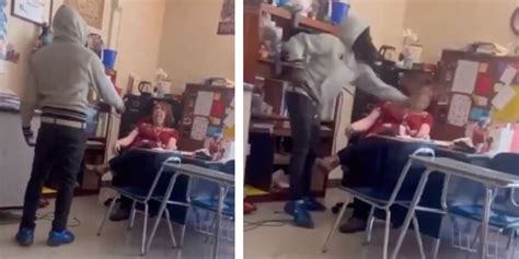 Video of student attacking teacher.  A student at Lincoln High School hi...