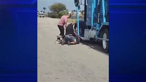 Video shows 2 restraining man accused of stealing 18-wheeler at Medley truck stop; suspect arrested