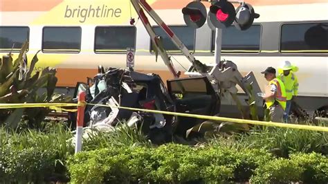Video shows Brightline train colliding with vehicle stalled on tracks in Deerfield Beach