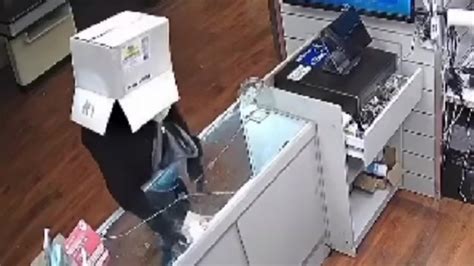 Video shows burglar wearing box to mask head while targeting Miami Gardens business