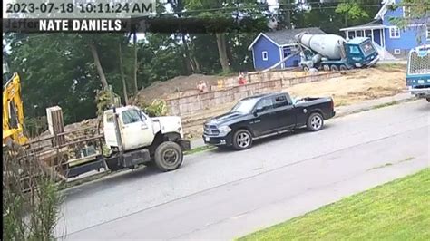 Video shows cement truck tip over at construction site in Taunton