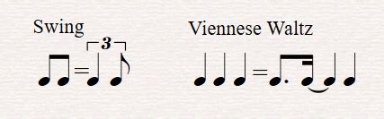 Viennese waltz rhythm.  Understanding this distinction helps you set realist...