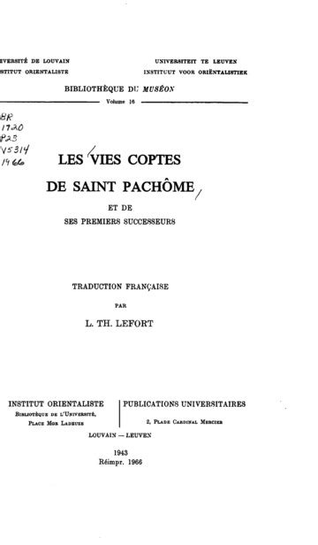 Vies coptes de saint pachôme et de ses premiers successeurs. - Service sheet service manual philips 830a superinductance a c receiver.
