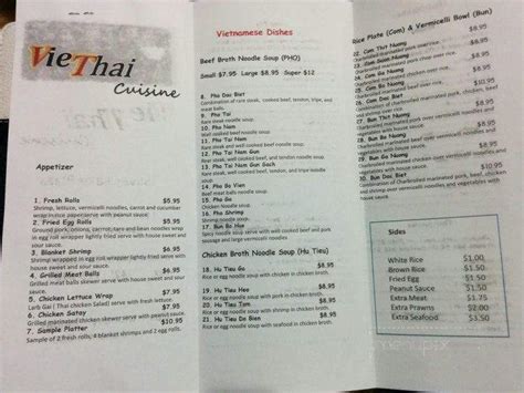 Viethai Cuisine Noodle Bar menu - Everett WA 98208 - (877 ... - Allmenus