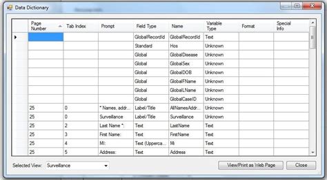 View a Data Dictionary Form Designer User Guide Epi Info™ CDC