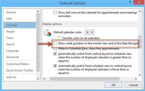 View week number in outlook