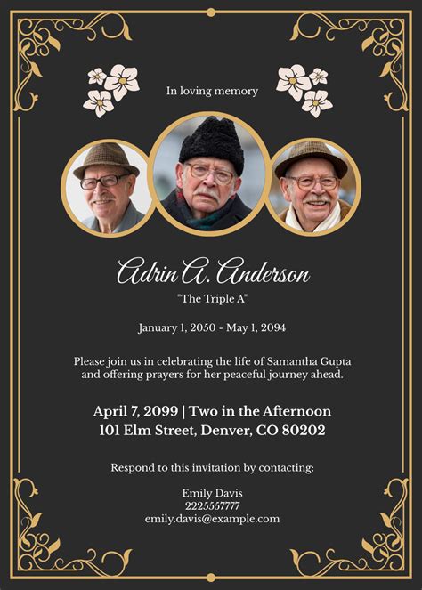 Viewing funeral invitation.  Share digitally or download print-ready invitations.  It announc...