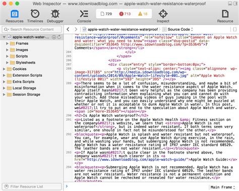 Viewing the HTML Source Code in Safari