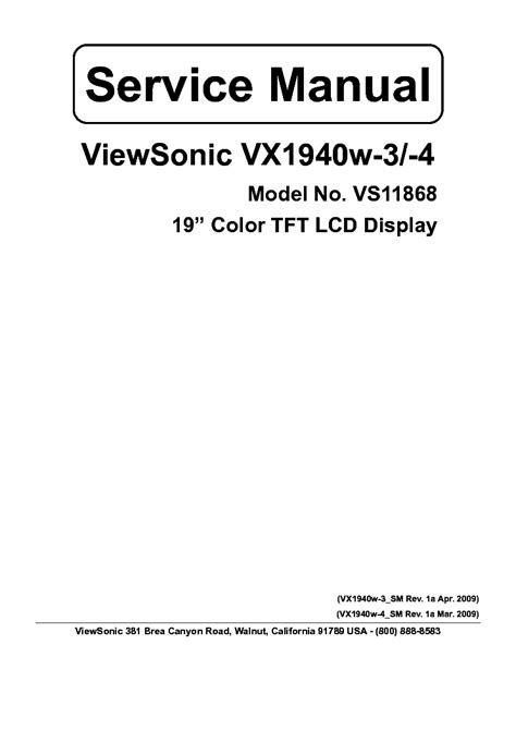 Viewsonic vx1940w 3 4 tft lcd display service manual. - La palabra, temporalidad, interpretacion (coleccion orientacion lacaniana).