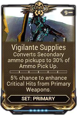 20. Posted June 16, 2020. The ammo modification mods Bow Mutation and Vigilante Supplies no longer seem to function as intended when slotted in the Kuva Bramma. Even when upgarded to their maximum level, when picking up dropped ammo, they are only adding an individual unit of ammo (arrow). While the reduction in maximum …. 