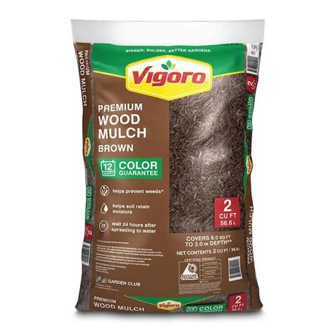 Features :Vigoro brown mulch is a 100% premium wood mulch that will protect and enhance your landscape with a natural, finished look. By creating a protective barrier around your plants and over soil, Vigoro mulch will help stabilize soil moisture, moderate soil temperatures, and protect plants from drying out. 切换到中文.. 