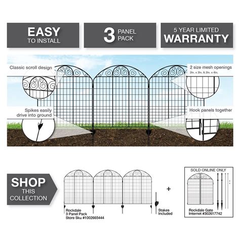 Vigoro rockdale gate. Vigoro. Rockdale 41.9 in. H x 34.8in W Black Steel Fence Gate. Shop this Collection. Compare. More Options Available $ 42. 17 /package ($ 2.11 /unit) $ 49.97 Save $ 7.80 (16 %) (6) Total 21 ft. L x 24 in. H, Rustproof Black Metal Fencing, Animal Barrier Border, Decorative Garden Fence (20-Pack) 