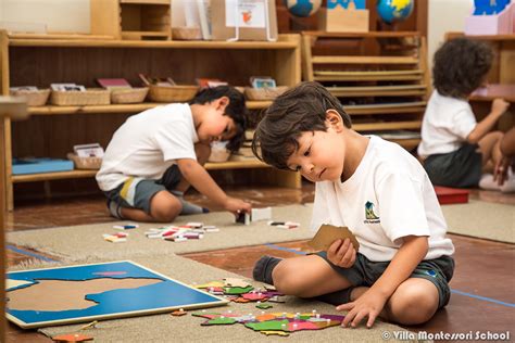 Villa montessori. Villa Montessori offers three programs: AM (9am - 12pm), PM (1pm - 4pm), and Full School Day (9am - 4pm). We accept students from the ages of 2 years and 5 months to 6 years and 9 months. Our teacher-to-child ratio is 1:8 or less. 