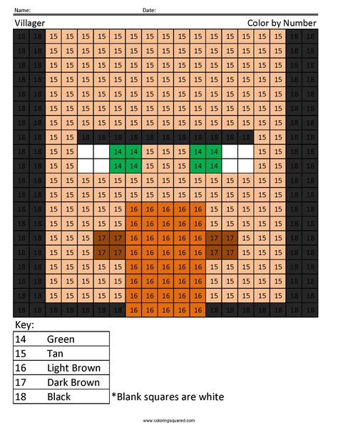 Villager Color by Number Coloring Squared