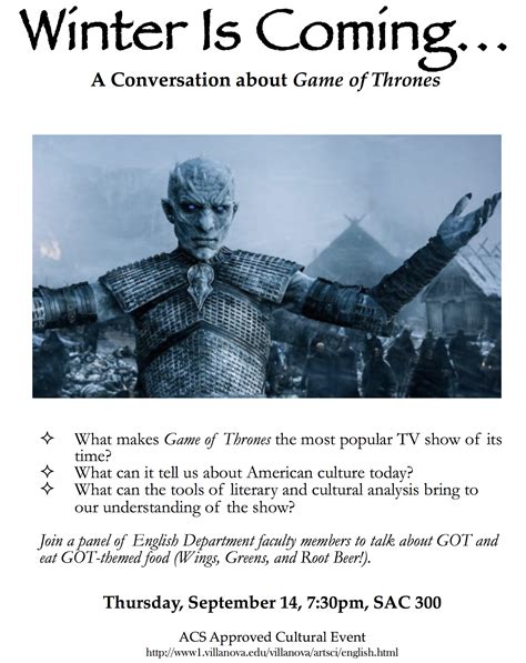 Villanova English Game of Thrones Panel