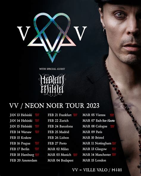 Ville valo tour. Ville Valo comments: “I firmly believe Neon Noir sprinkles some much-missed glitter all over modern day doom and gloom. It’s 12 lessons in reckless abandon without spilling the red.” 