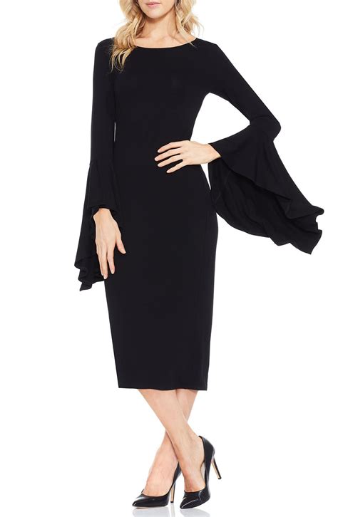Vince Camuto - V-Neck Tiered Midi Dress. Color Rich Black. $139.00. Brand Name Vince Camuto Product Name V-Neck Tiered Midi Dress Color Rich Black Price. $139.00. Rating. Vince Camuto - Chiffon Ruffle Neck Halter Fit-and-Flare Dress with Smocked Waist. Color Hot Pink. On sale for $83.15. MSRP $138.00.. 3.0 out of 5 stars.. 