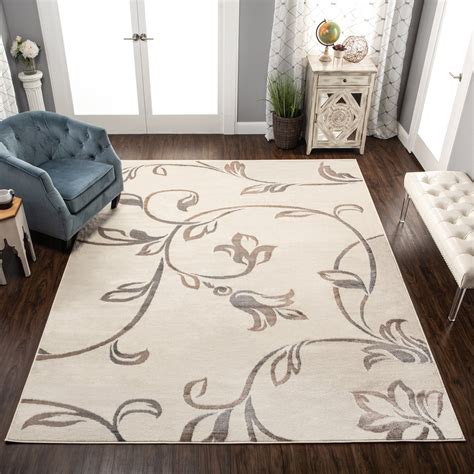 Vine Modern Floral Filigree Pattern Area Rug Black / 8 ft. x 10 ft