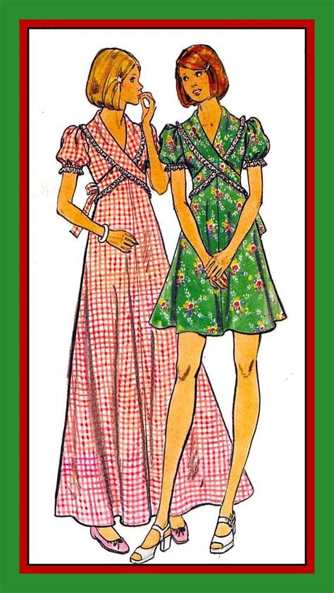 Vintage 1970sCROSS WRAP DRESSSewing Pattern2 StylesShawl Etsy