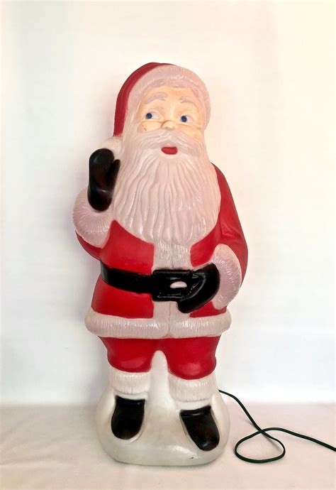 Vintage 1990 "TPI" Waving Santa Lighted Plastic Blow Mold - 33" Tall