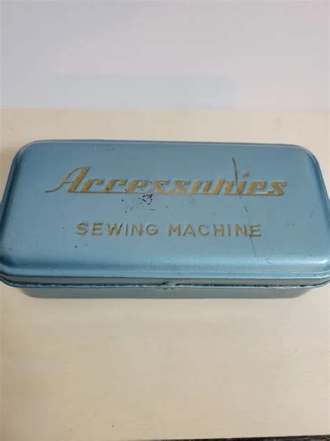 Vintage Accessories Sewing Machine Tin Hinged Lidded Box