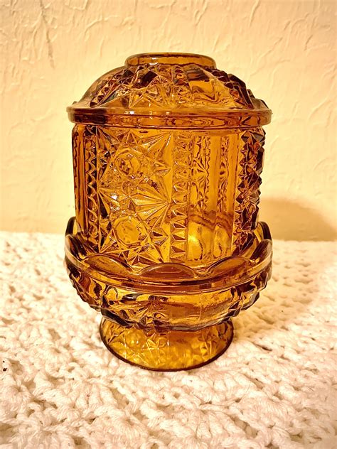 Vintage Amber Glass Candle Holder eBay