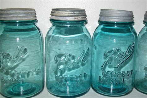 Vintage Ball Mason Jar Pre Perfect Aqua Blue Quart Fruit Canning …