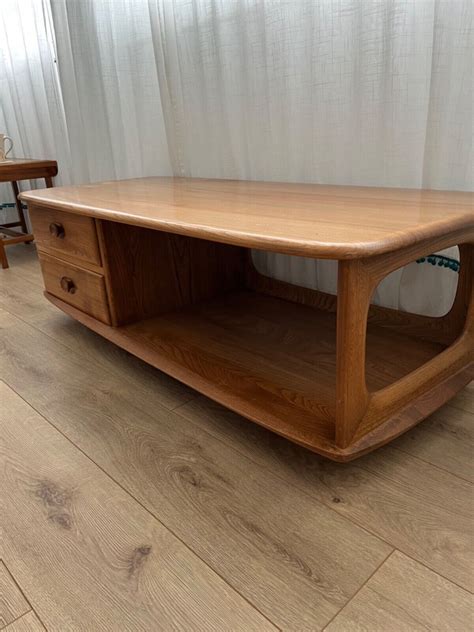 Vintage Blonde Ercol Minerva, Elm Coffee Table / TV Stand : Mid …