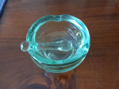 Vintage Daum France Green Crystal Glass Mortar Pestle Bowl