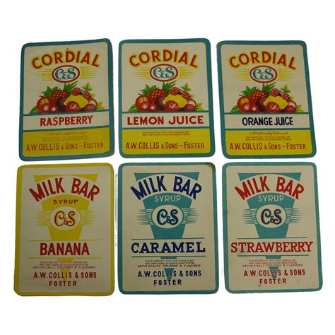 Vintage EK Cordials Milk Bar Syrup Strawberry bottle label Richmond cordial