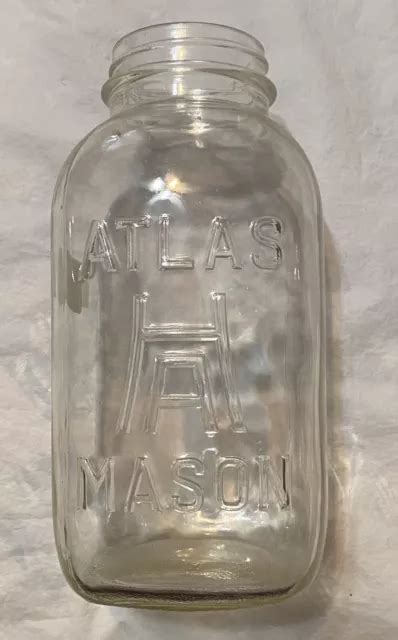 Vintage Hazel Atlas Large Mason Clear Glass Canning Jar eBay