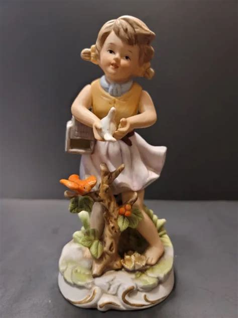 Vintage Lefton Porcelain Figurine Girl With Birds and Mail Box. 7 ...