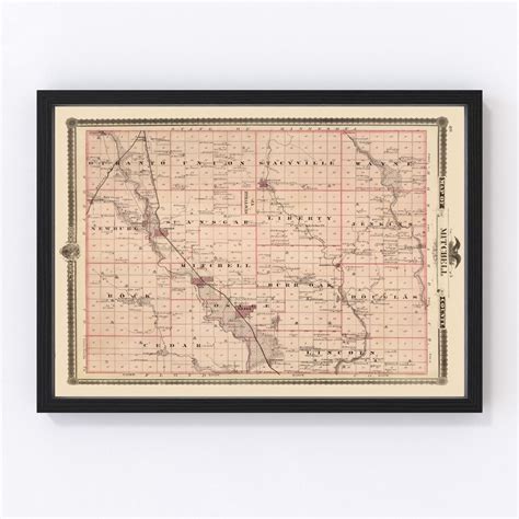 Vintage Map of Mitchell County, Iowa 1875 by Ted