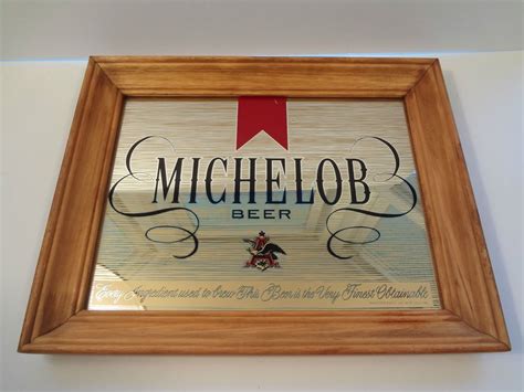 Vintage Michelob Beer wooden framed Bar Mirror sign