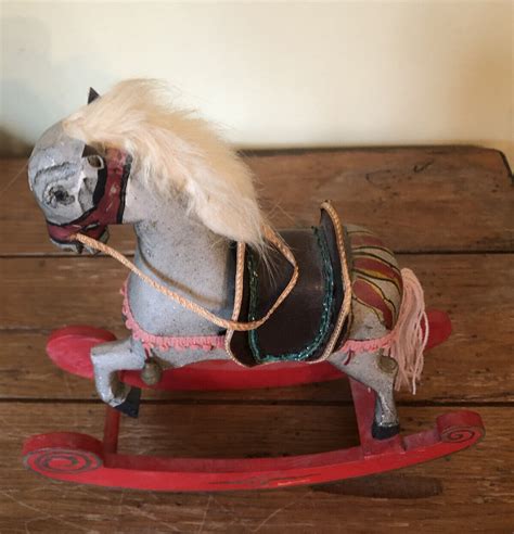 Vintage Miniature Wooden Rocking Horse Toy Christmas 1987