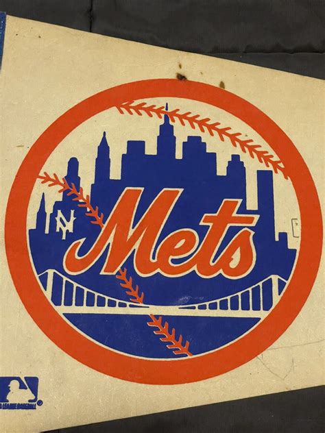 Vintage New York Mets Felt Cloth Patch Orange on Blue 1960