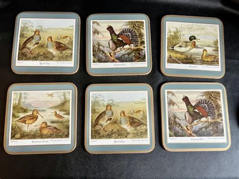 Vintage Pimpernel Traditional Coasters Set of 5 Cork Backed Bird …