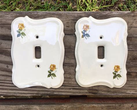 Vintage Porcelain Switch Plate Switch Cover Floral Design - Etsy