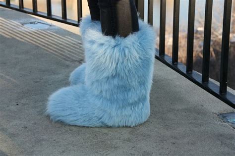 Vintage Ugg Boots Fluff Mama Boots Cone Flower Blue Sheepskin