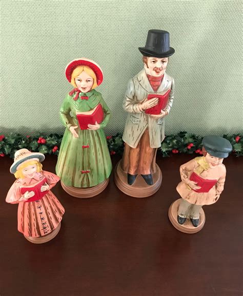 Set of 3 Hand Painted Singing Christmas Carolers by