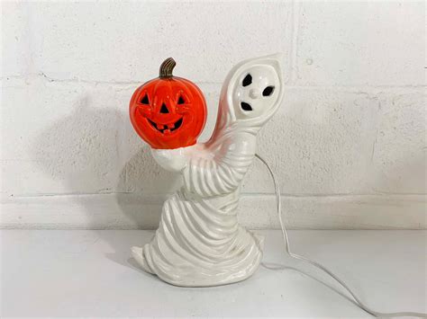 Vintage ceramic ghost light. Vintage Ceramic GHOST. Halloween Decoration. Lighted Ghost. Hand Made in USA. (1.3k) $68.00. FREE shipping. Unpainted Ceramic Bisque Halloween Ghost LIGHTS UP Holding Candle Resting on Pumpkin! Ready to Paint Ceramic Bisque U … 