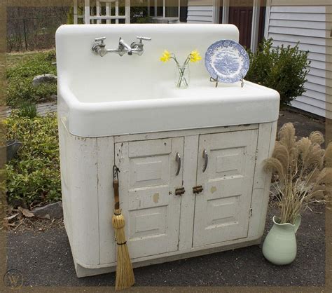 Vintage farmhouse sink. Vintage Antique Farmhouse Drain Board Sink Cast Iron White Porcelain 1940's. Opens in a new window or tab. Pre-Owned. $595.00. treasure_found (203) 100%. or Best Offer. 
